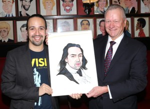 <em>Hamilton</em> Creator Lin-Manuel Miranda Receives Sardi's Portrait