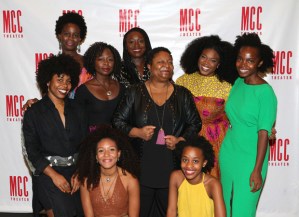 The Company of <em>School Girls; or, the African Mean Girls Play</em> Meet the Press