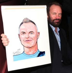 Sting Receives a Sardi's Caricature