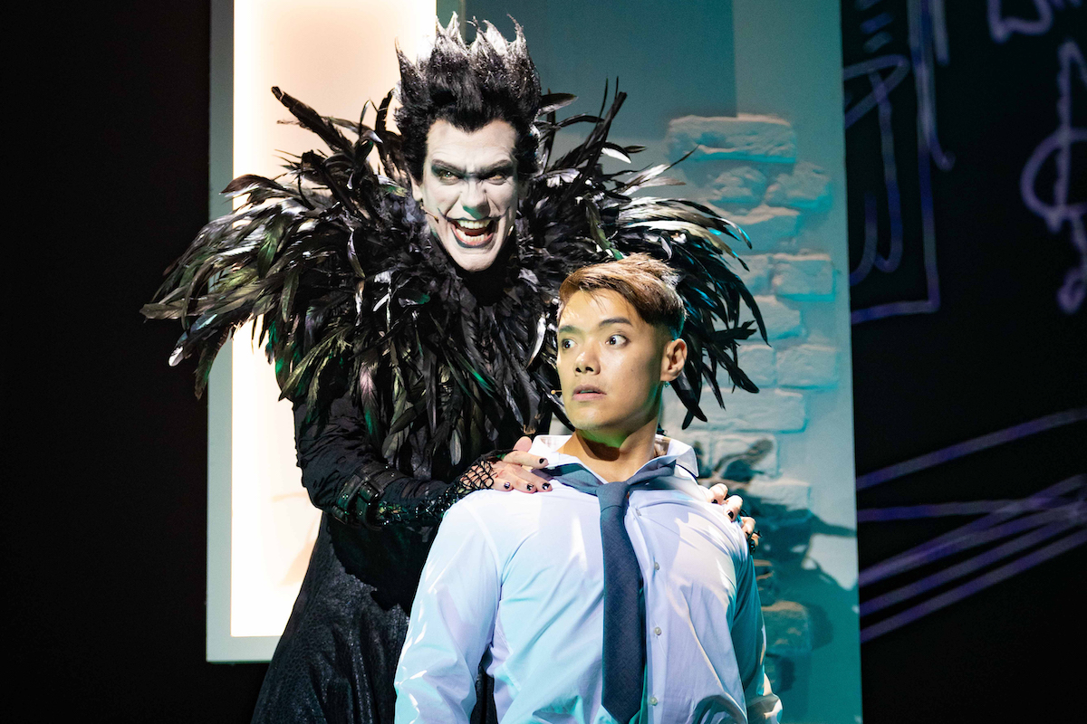 Death Note the Musical 1 Adam Pascal (Ryuk) and Joaquin Pedro Valdes (Light) Photo Mark Senior