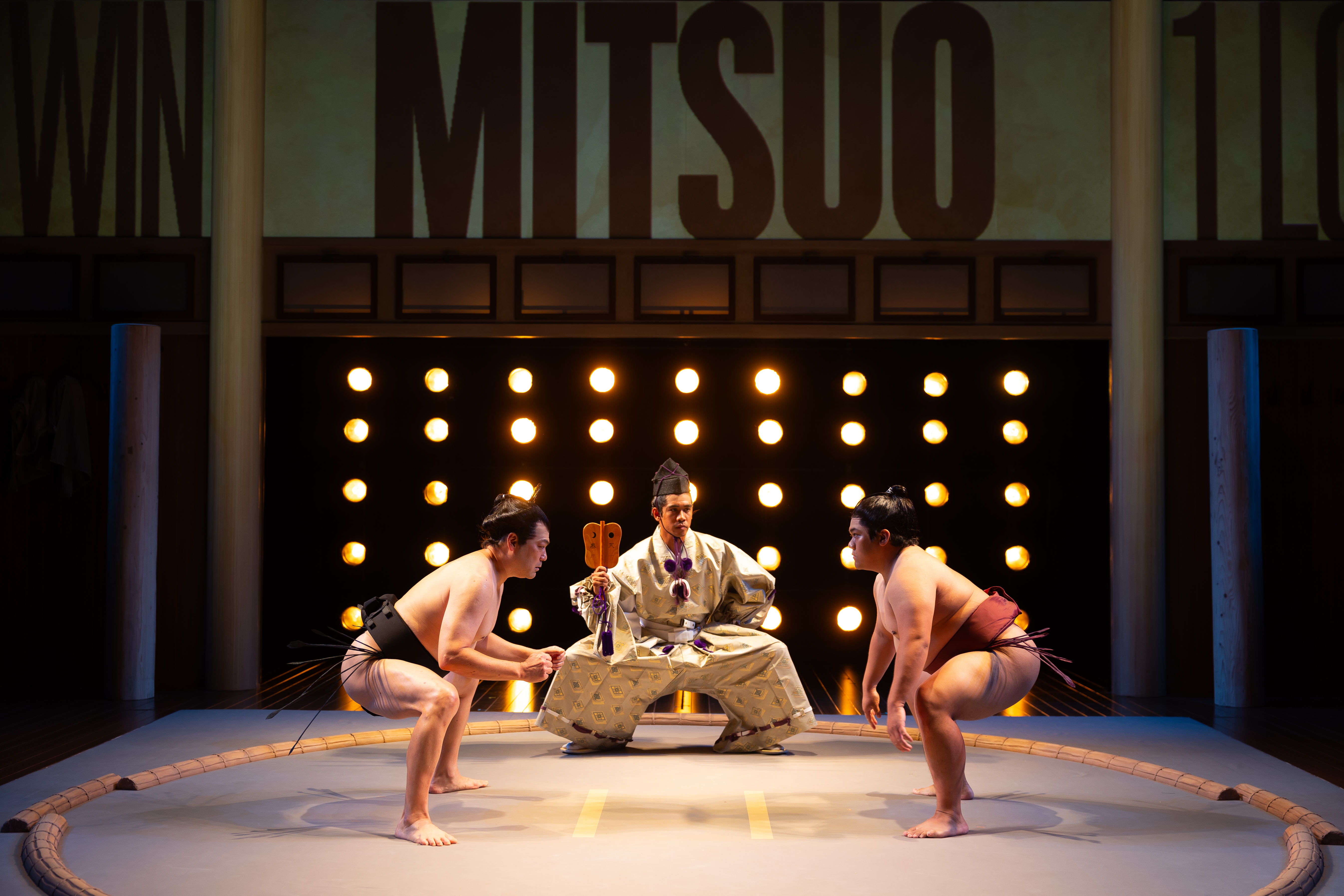 David Shih, Ryan Nebreja, and Kris Bona in Sumo at La Jolla Playhouse (© Rich Soublet II)