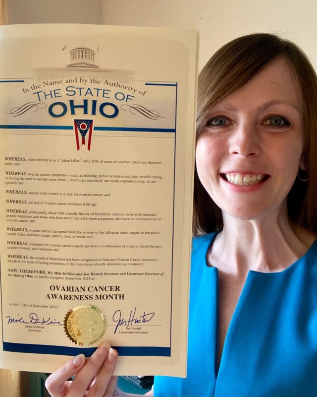 Ovarian Cancer Awareness Month Proclamation from State of Ohio 2024